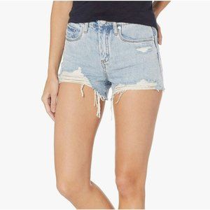 BlankNYC Barrow Size 28 Vintage Light Wash Distressed Denim High Rise Jean Short